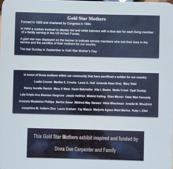 CITY OF SCOTT CITY GOLD STAR MOTHERS MEMORIAL PLAQUE