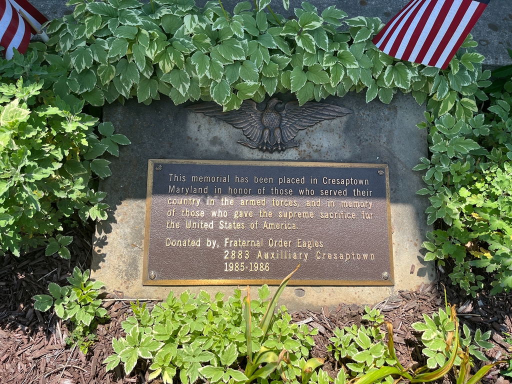 CRESAPTOWN MARYLAND SUPREME SACRIFICE WAR MEMORIAL PLAQUE