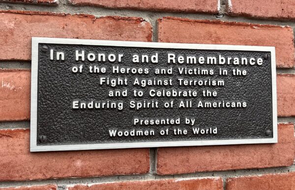 WOODMEN OF THE WORLD FIGHT AGAINST TERRORISM MEMORIAL PLAQUE