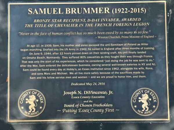 SAMUEL BRUMMER WAR MEMORIAL PLAQUE