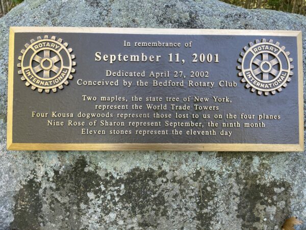 BEDFORD SEPTEMBER 11, 2001 WAR MEMORIAL PLAQUE