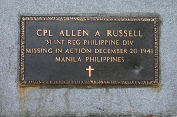 CPL ALLEN A RUSSELL WAR MEMORIAL CEMETERY STONE
