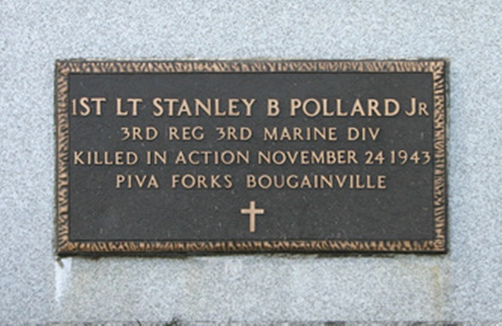 1ST LT STANLEY B POLLARD JR WAR MEMORIAL CEMETERY STONE