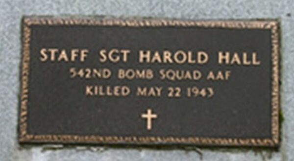 STAFF SGT HAROLD HALL WAR MEMORIAL CEMETERY STONE