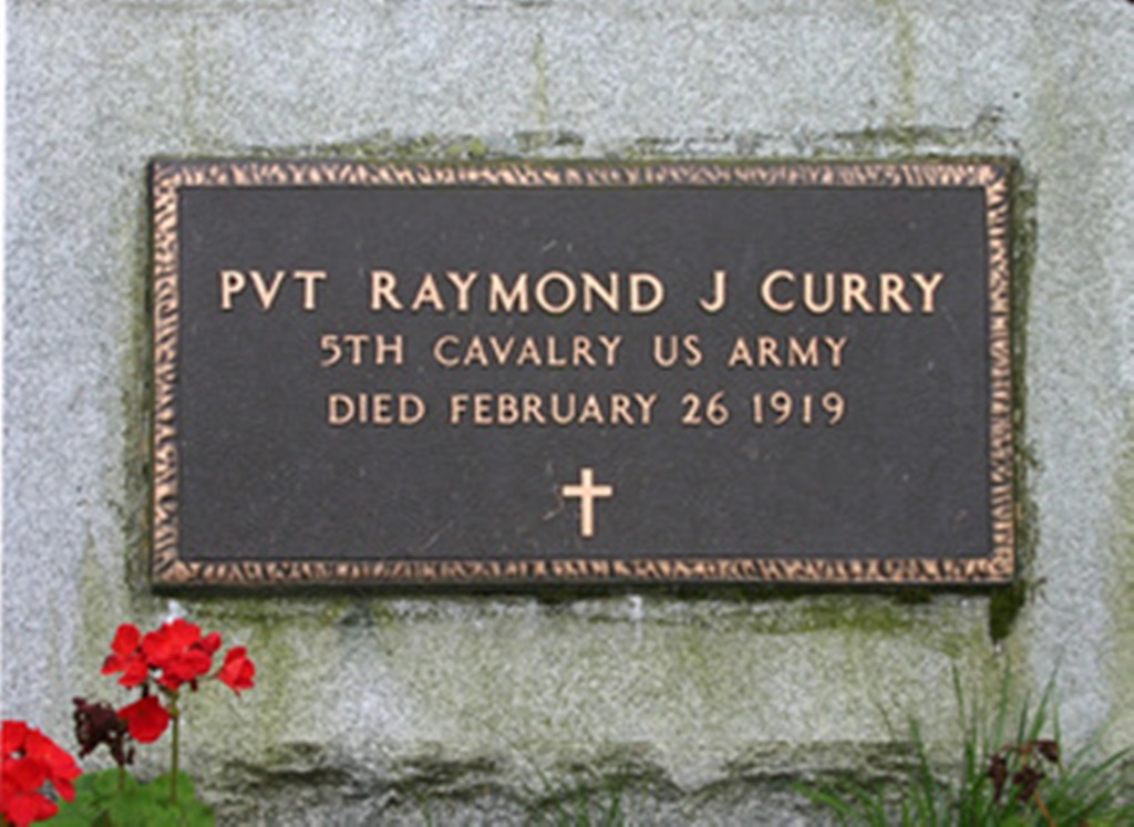 PVT RAYMOND J CURRY WAR MEMORIAL CEMETERY STONE
