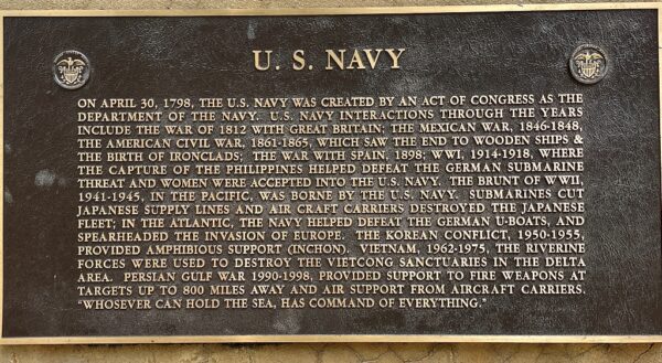 PORT ST. LUCIE U.S. NAVY MEMORIAL PLAQUE