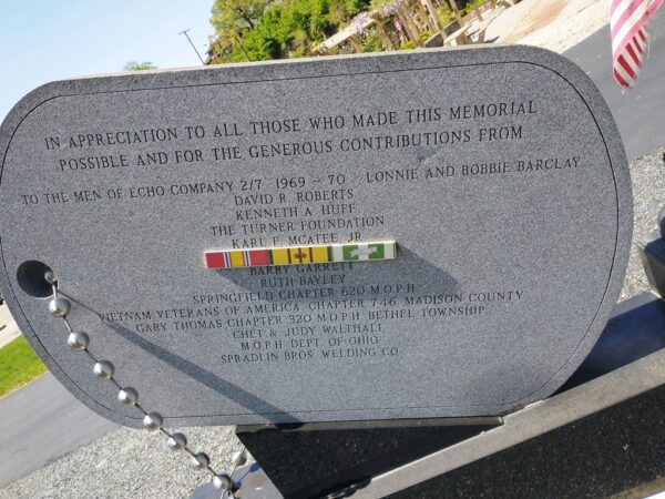 CLARK COUNTY VIETNAM WAR MEMORIAL DOG TAG CLOSE-UP