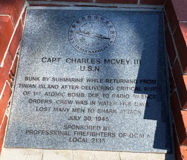 CAPT CHARLES MCVEY III USN WAR MEMORIAL TABLET
