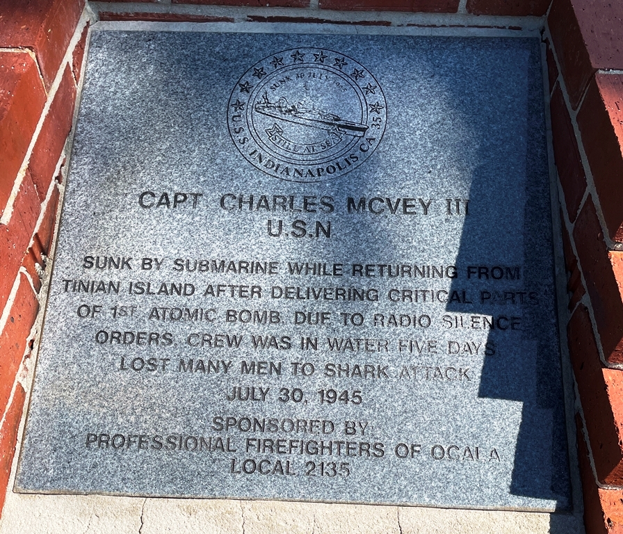 CAPT CHARLES MCVEY III USN WAR MEMORIAL TABLET