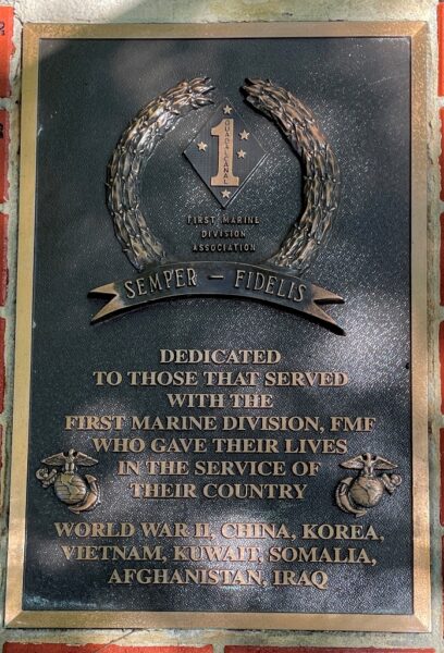 FIRST MARINE DIVISION, FMF MEMORIAL PLAQUE