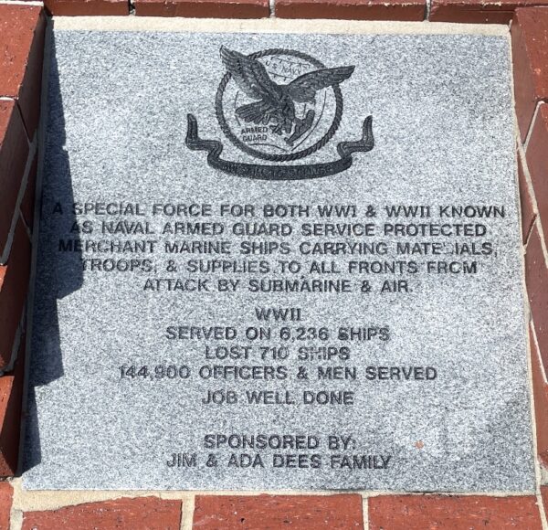 NAVAL ARMED GUARD SERVICE WAR MEMORIAL TABLET