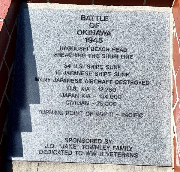 BATTLE OF OKINAWA WAR MEMORIAL TABLET