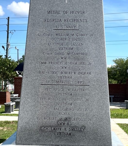 MEDAL OF HONOR FLORIDA RECIPIENTS WAR MEMORIAL SIDE C