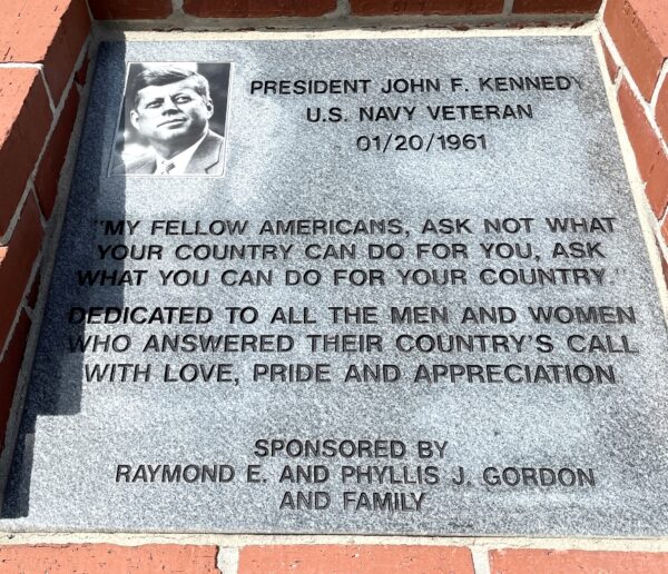 PRESIDENT JOHN F. KENNEDY U.S. NAVY VETERAN MEMORIAL TABLET