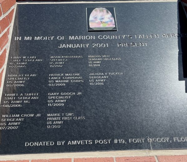 IN MEMORY OF MARION COUNTY’S FALLEN HEROES MEMORIAL TABLET