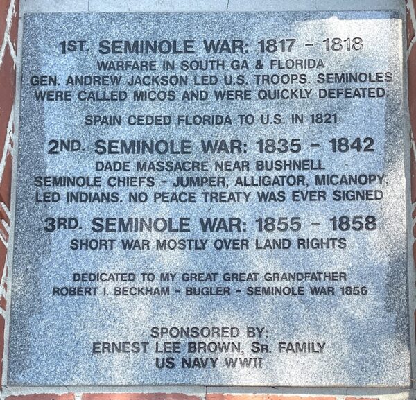 SEMINOLE WARS MEMORIAL TABLET