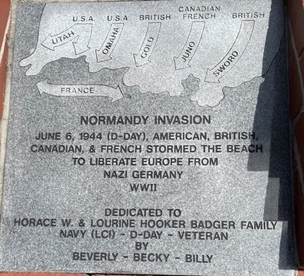 NORMANDY INVASION WAR MEMORIAL TABLET