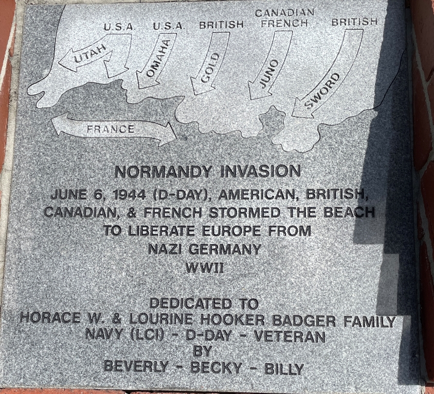 NORMANDY INVASION WAR MEMORIAL TABLET