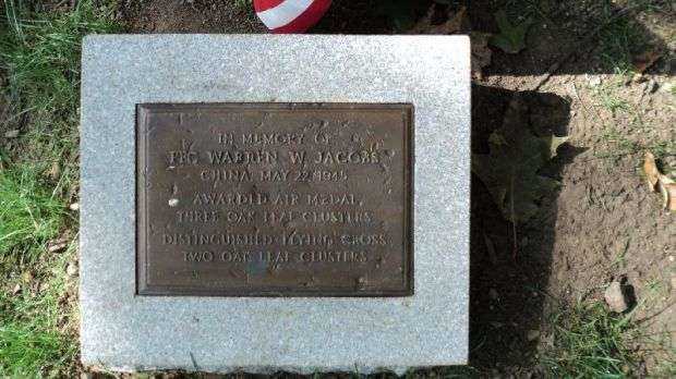 PFC. WARREN W. JACOBS MEMORIAL TREE PLAQUE