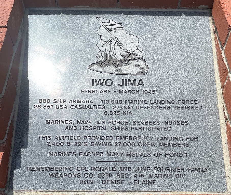 IWO JIMA WAR MEMORIAL TABLET
