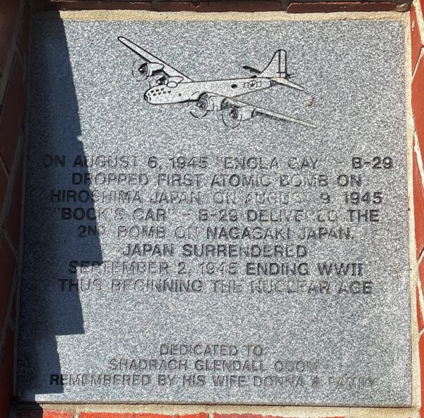 ON AUGUST 6, 1945 WAR MEMORIAL TABLET
