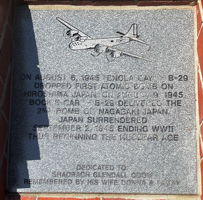 ON AUGUST 6, 1945 WAR MEMORIAL TABLET
