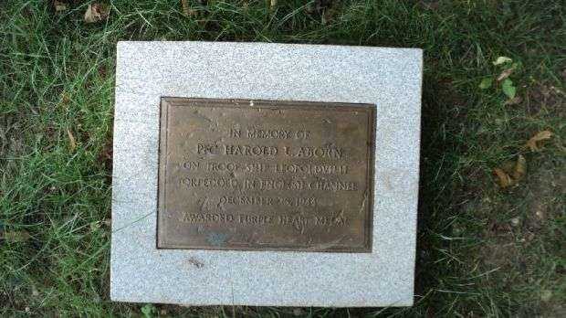 PFC. HAROLD L. ABORN MEMORIAL TREE PLAQUE