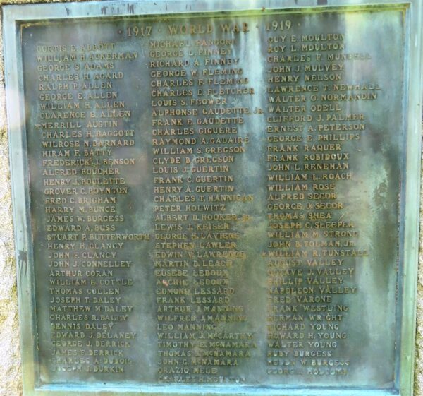 BROOKFIELD WORLD WAR I MEMORIAL PLAQUE