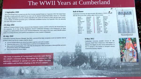 THE WWII YEARS AT CUMBERLAND MEMORIAL PANEL