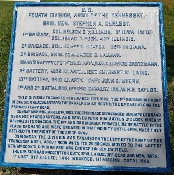 U.S. FOURTH DIVISION, ARMY OF THE TENNESSEE MEMORIAL PLAQUE