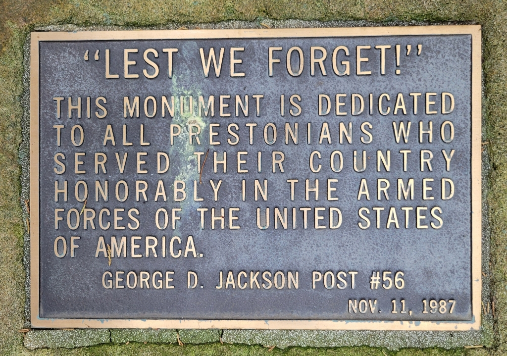 “LEST WE FORGET” ALL PRESTONIANS MEMORIAL FLAGPOLE PLAQUE