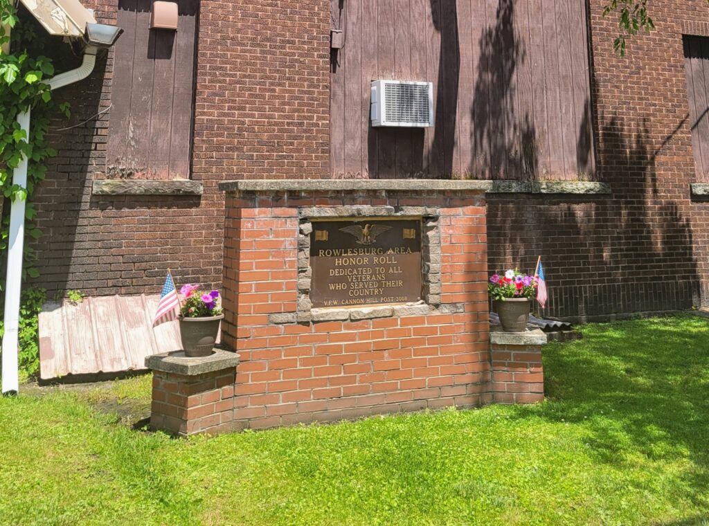 ROWLESBURG AREA HONOR ROLL WAR MEMORIAL