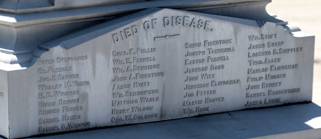 SOMERSET COUNTY, PA CIVIL WAR MEMORIAL DIED OF DISEASE STONE C