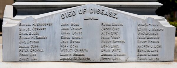 SOMERSET COUNTY, PA CIVIL WAR MEMORIAL DIED OF DISEASE STONE A