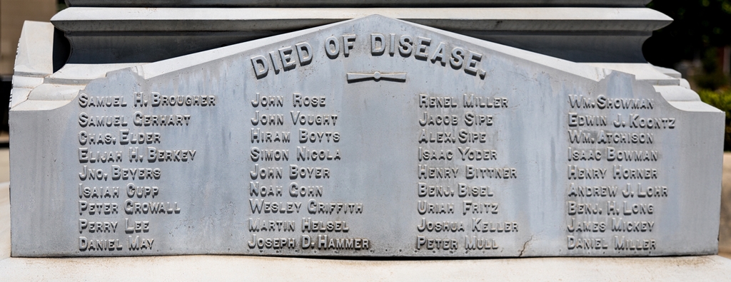 SOMERSET COUNTY, PA CIVIL WAR MEMORIAL DIED OF DISEASE STONE A