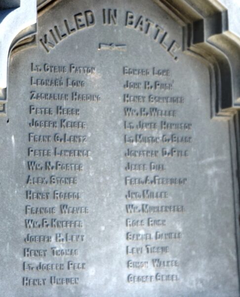 SOMERSET COUNTY, PA CIVIL WAR MEMORIAL KILLED IN BATTLE STONE C