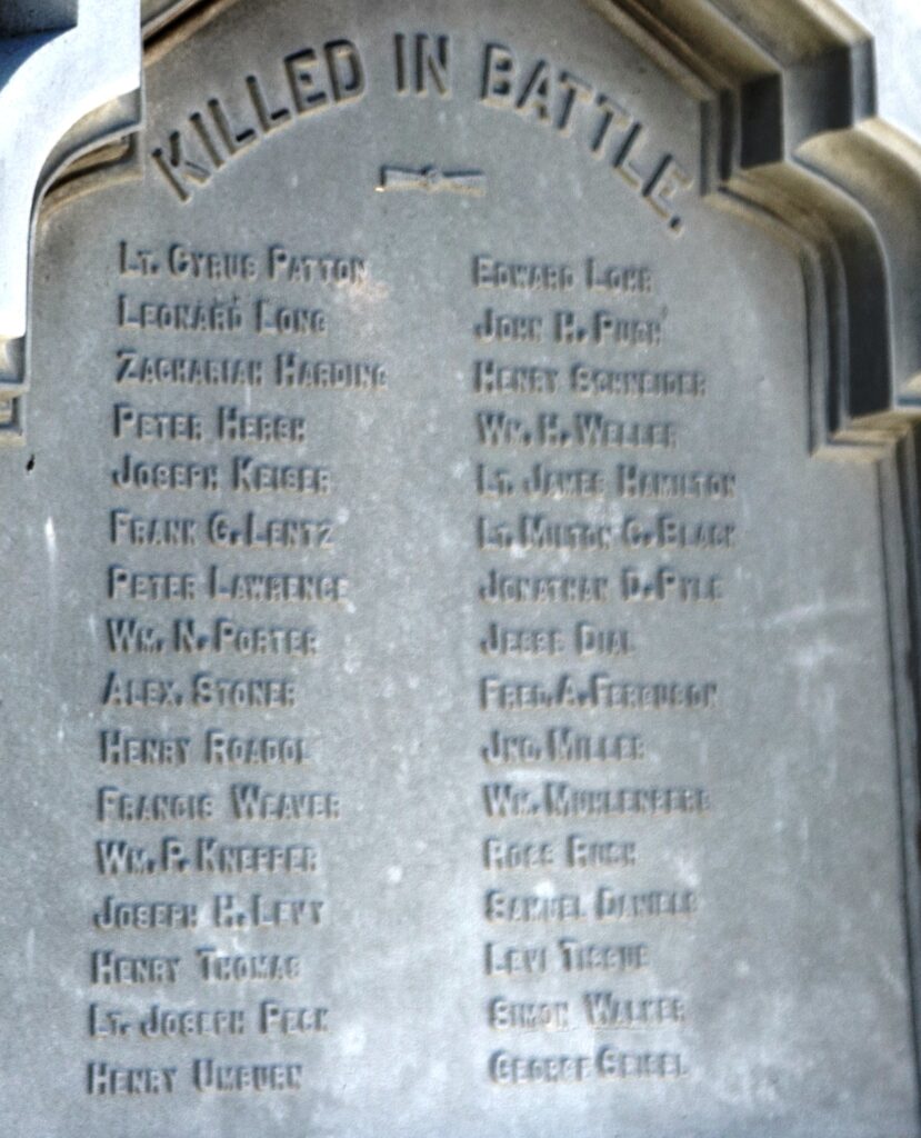SOMERSET COUNTY, PA CIVIL WAR MEMORIAL KILLED IN BATTLE STONE C