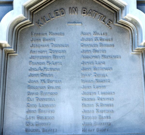 SOMERSET COUNTY, PA CIVIL WAR MEMORIAL KILLED IN BATTLE STONE B