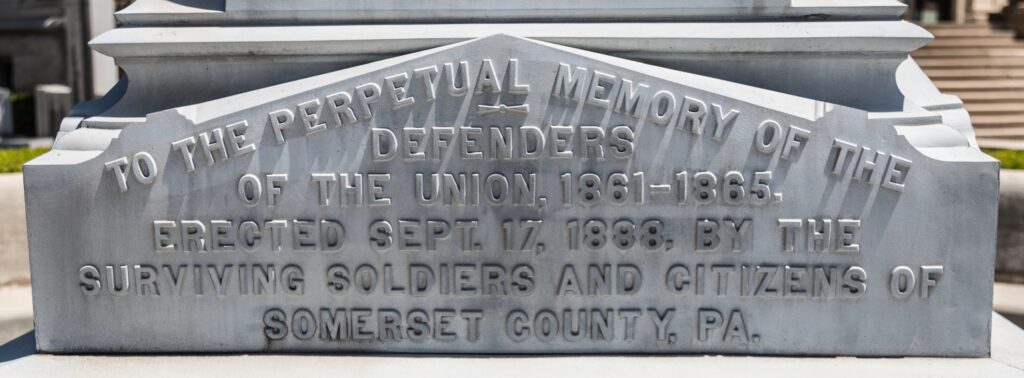 SOMERSET COUNTY, PA CIVIL WAR MEMORIAL DEDICATION STONE