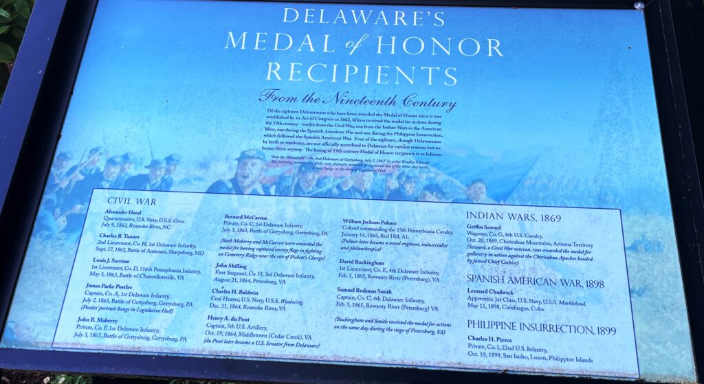 DELAWARE’S MEDAL OF HONOR RECIPIENTS WAR MEMORIAL PLAQUE