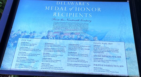 DELAWARE’S MEDAL OF HONOR RECIPIENTS WAR MEMORIAL PLAQUE