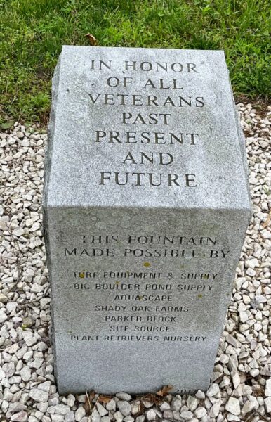DELAWARE VETERANS MEMORIAL CEMETERY FOUNTAIN DEDICATION STONE