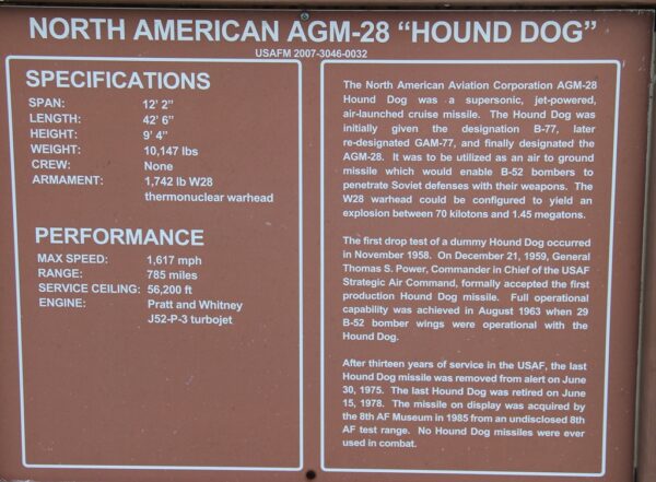 NORTH AMERICAN AGM-28 “HOUND DOG” MEMORIAL AIRCRAFT PLAQUE