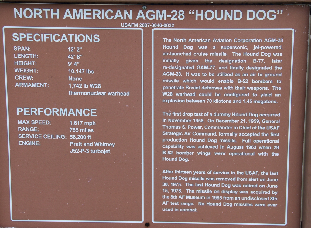 NORTH AMERICAN AGM-28 “HOUND DOG” MEMORIAL AIRCRAFT PLAQUE