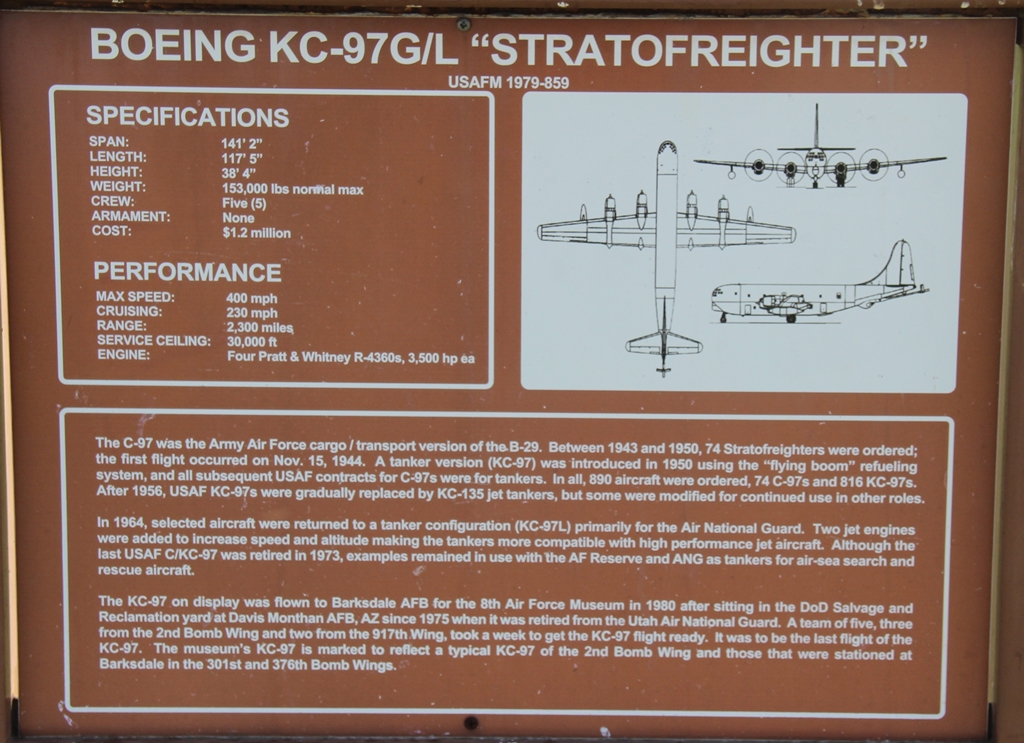 BOEING KC-97 G/L “STRATOFREIGHTER” MEMORIAL AIRCRAFT PLAQUE