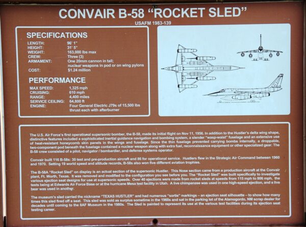 CONVAIR B-58 “ROCKET SLED” MEMORIAL AIRCRAFT PLAQUE