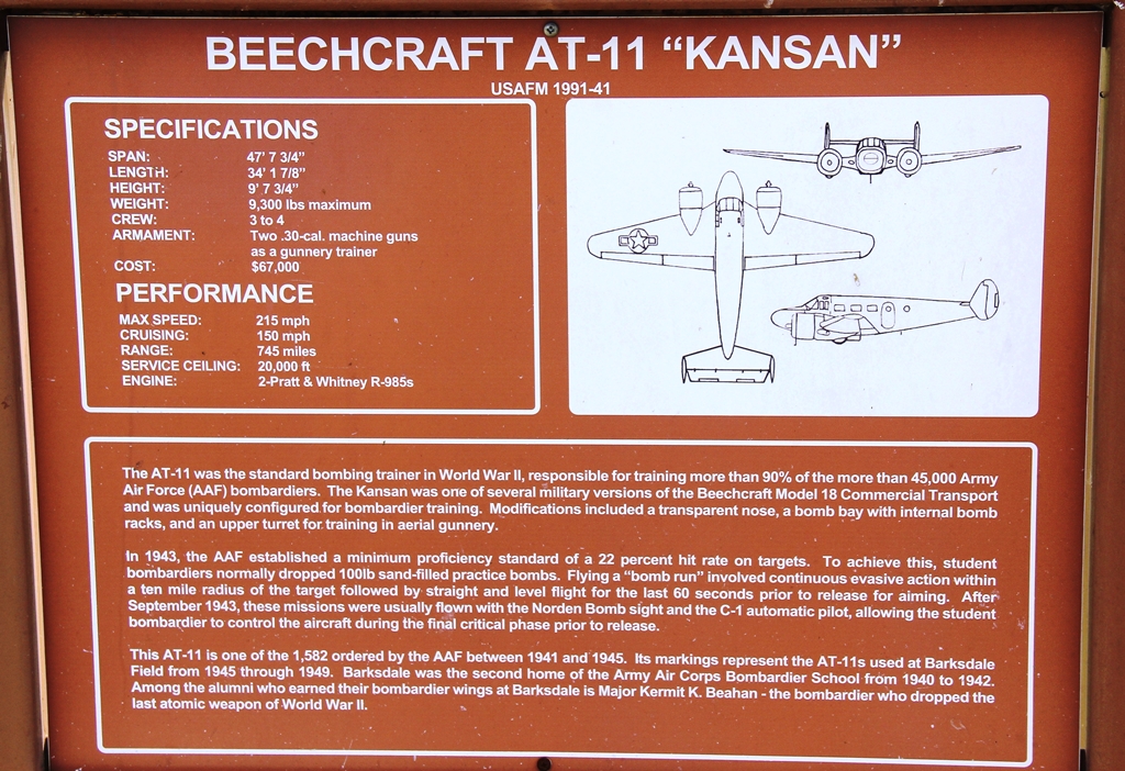 BEECHCRAFT AT-11 “KANSAN” WAR MEMORIAL AIRCRAFT PLAQUE