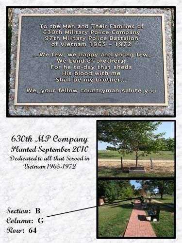 630TH MILITARY POLICE COMPANY MEMORIAL TREE AND PLAQUE