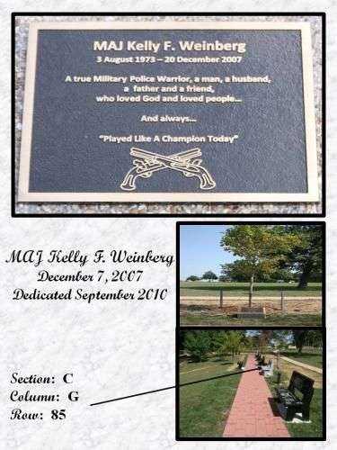 MAJ. KELLY F. WEINBERG MEMORIAL TREE AND PLAQUE
