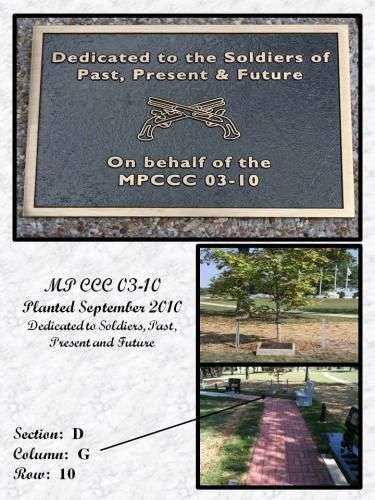 MILITARY POLICE CCC 03-10 MEMORIAL TREE AND PLAQUE